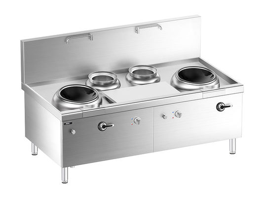 ποιότητας  Floor Chinese Induction  Double-wok  and Double Bain Marie  Stove with Cabinet εργοστάσιο